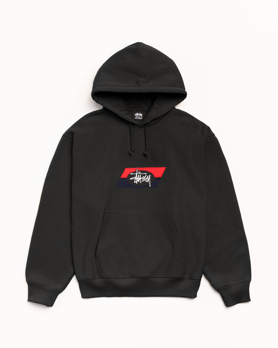 double stripe embroidered hoodie