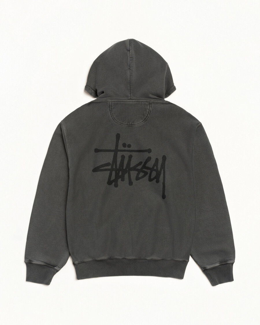 basic stüssy hoodie pigment dyed
